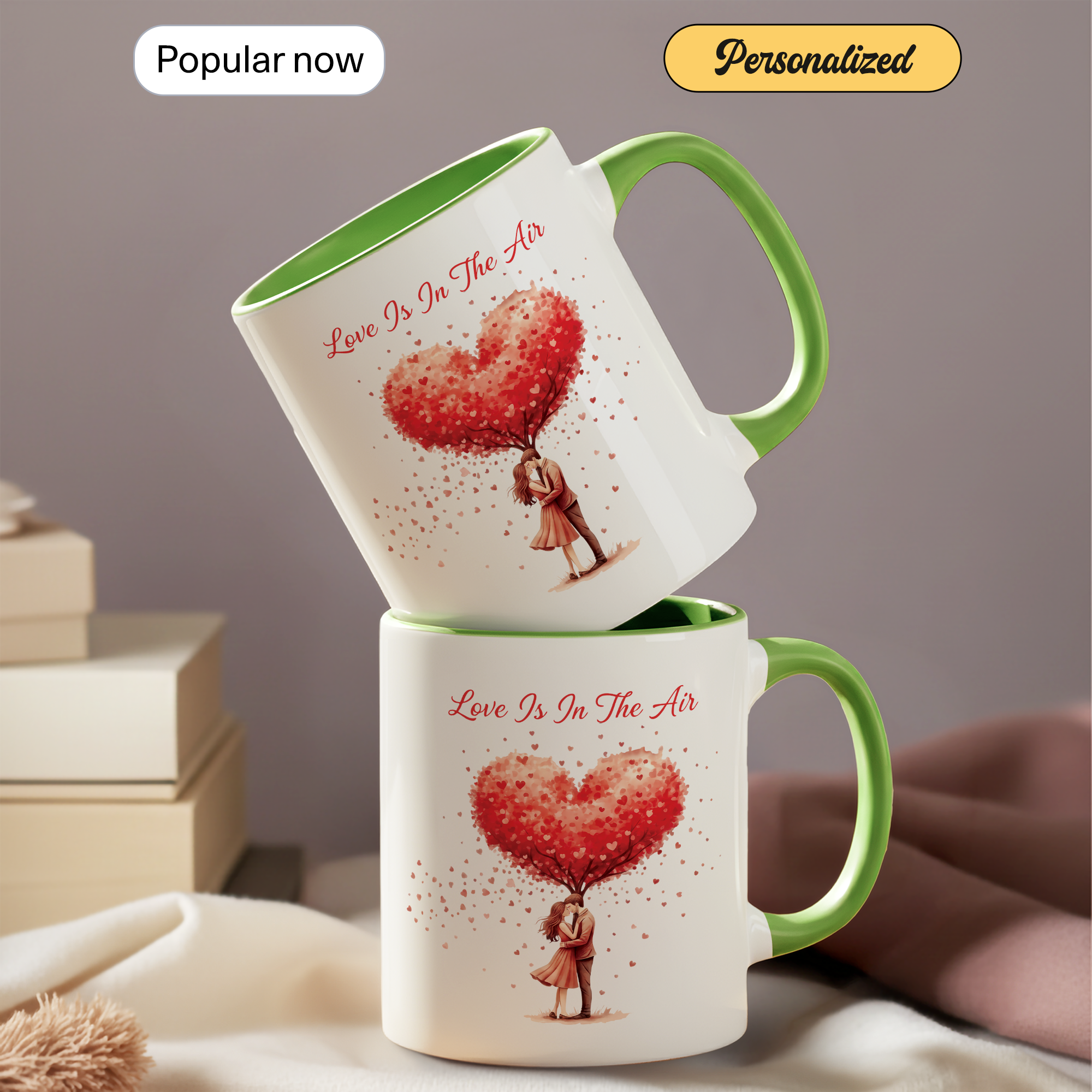 Love Is In The Air Mug – Romantic Heart Tree Coffee Cup – Couple Gift – Anniversary Mug – 11oz 15oz Ceramic Mug |Mug 136