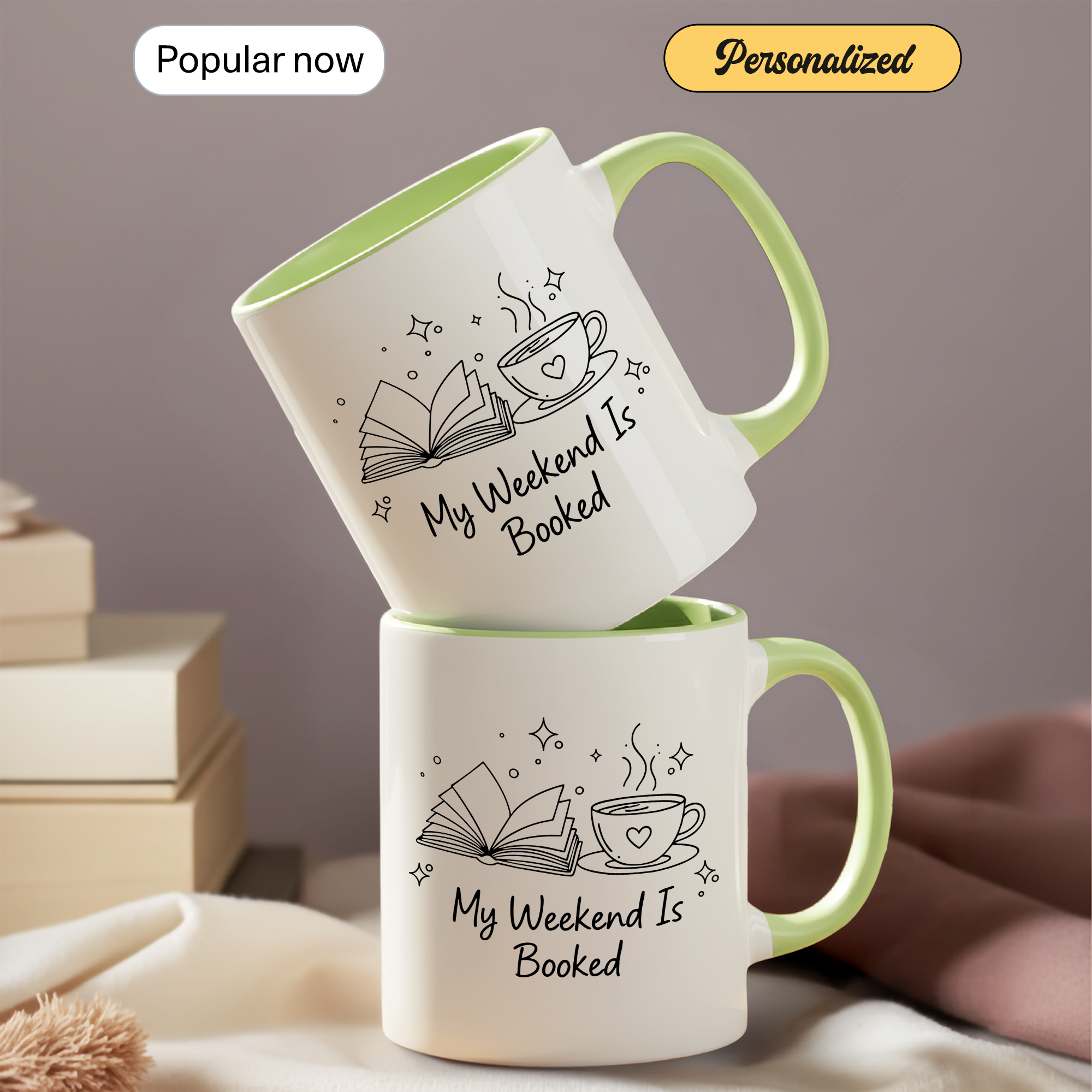 My Weekend Is Booked Personalized Mug – Funny Book Lover Coffee Cup – Custom Reader Gift |Mug 99