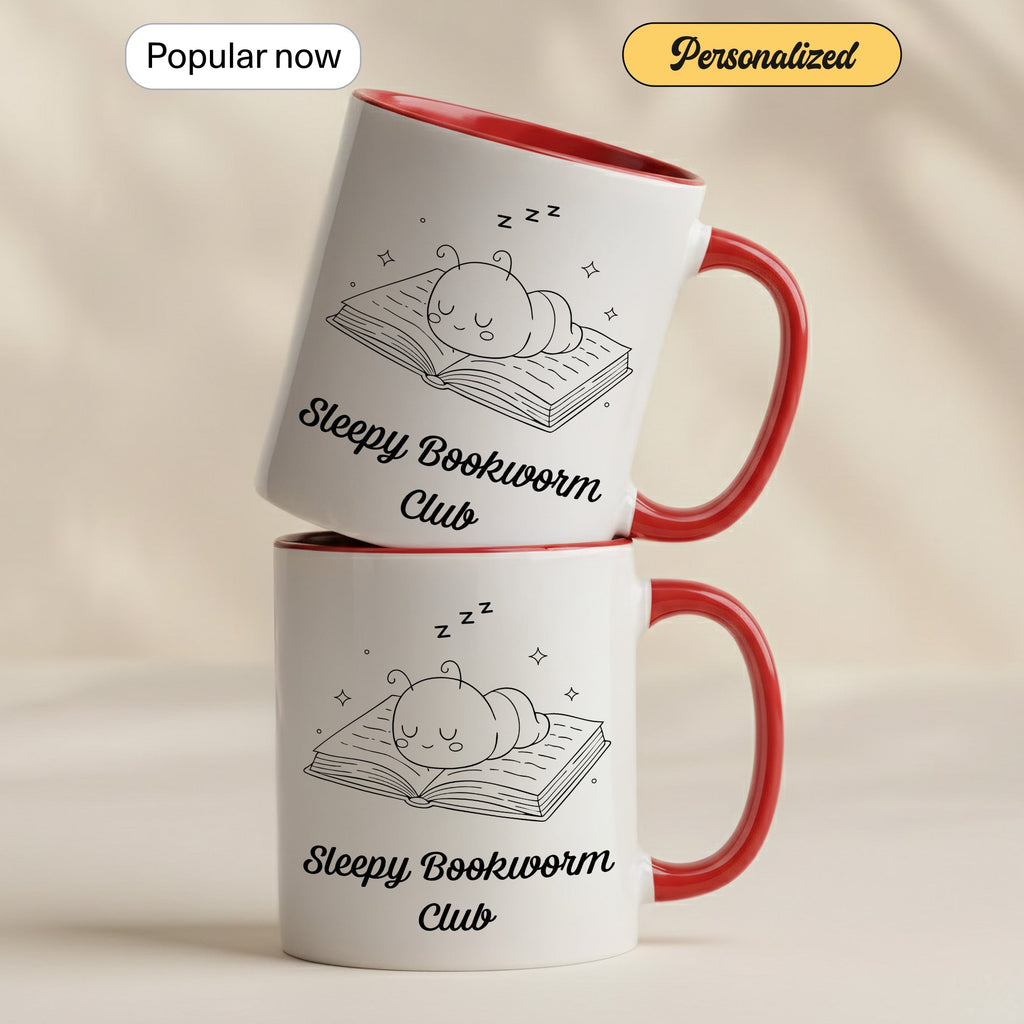 Sleepy Bookworm Club Mug – Cute Book Lover Coffee Cup – Cozy Reader Gift – Ringer Mug 11oz 15oz |mug 101