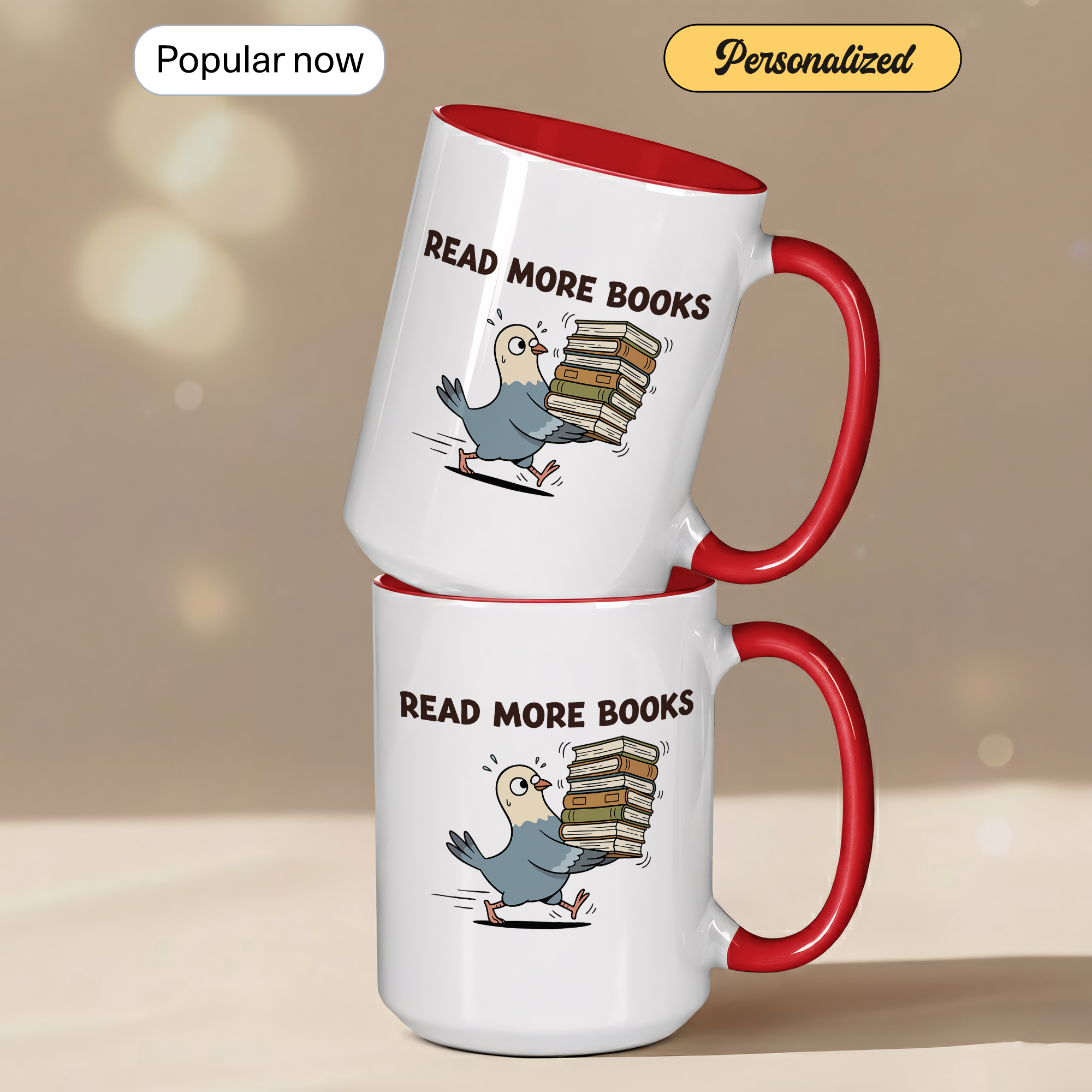 Read More Books Mug – Book Lover Coffee Cup – Reader Gift – Books and Coffee Ringer Mug |Mug 97