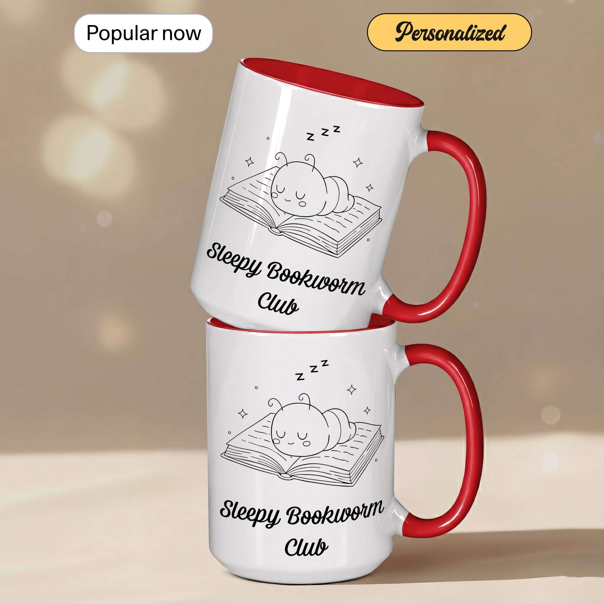 Sleepy Bookworm Club Mug – Cute Book Lover Coffee Cup – Cozy Reader Gift – Ringer Mug 11oz 15oz |mug 101