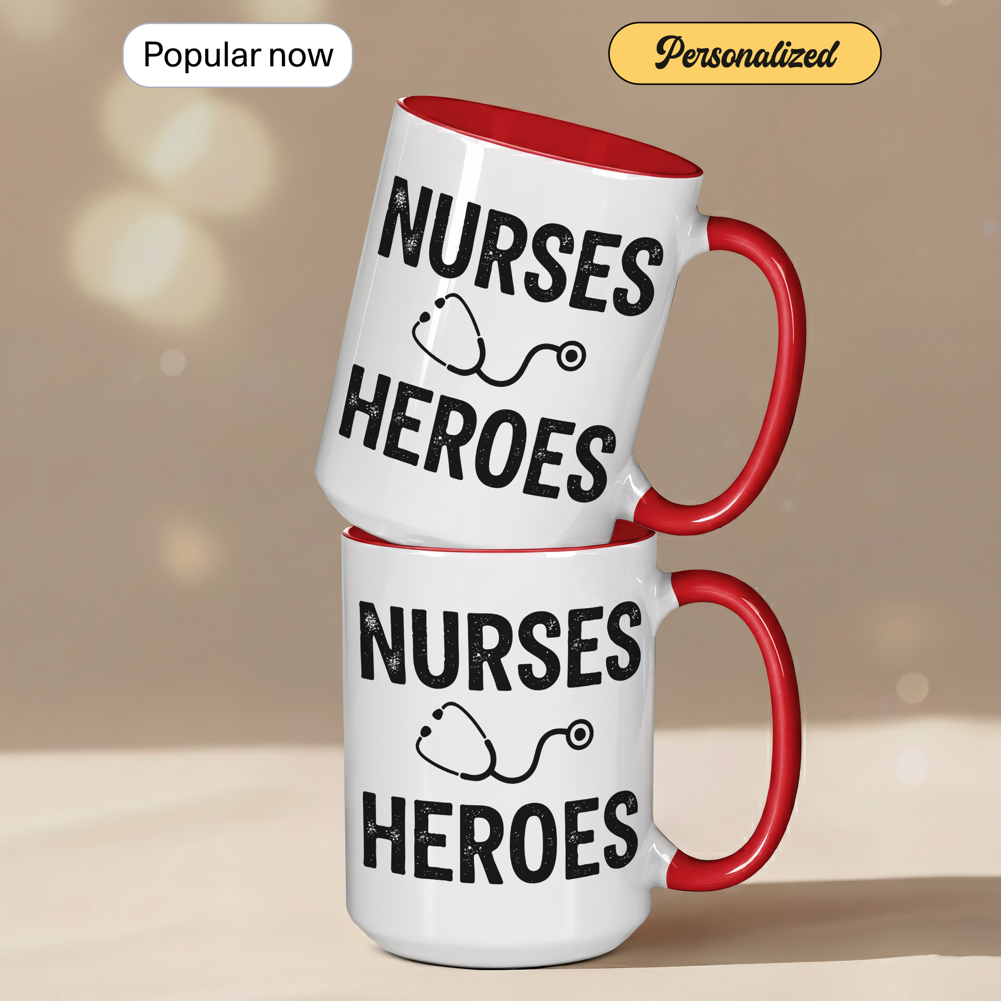 Nurses Are Heroes Mug – Nurse Appreciation Gift – Healthcare Worker Coffee Cup – RN Graduation Gift – 11oz 15oz Ringer Mug |Mug 126