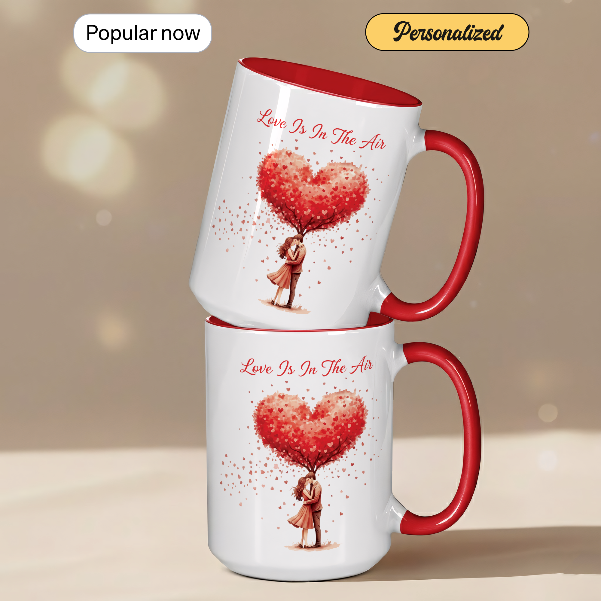 Love Is In The Air Mug – Romantic Heart Tree Coffee Cup – Couple Gift – Anniversary Mug – 11oz 15oz Ceramic Mug |Mug 136