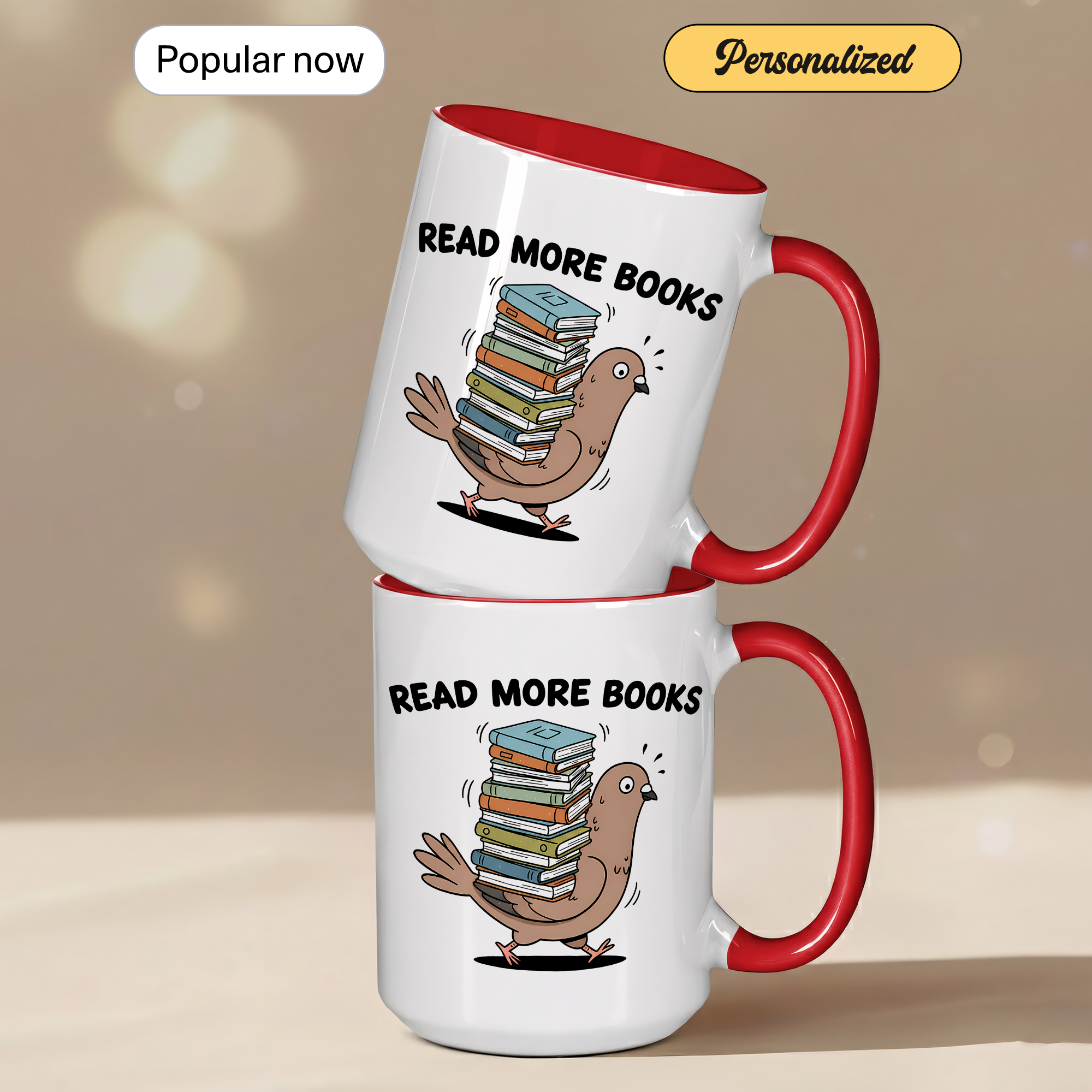 Read More Books Mug – Funny Book Lover Gift – Cute Reader Coffee Cup – 11oz 15oz Ringer Mug |Mug 124