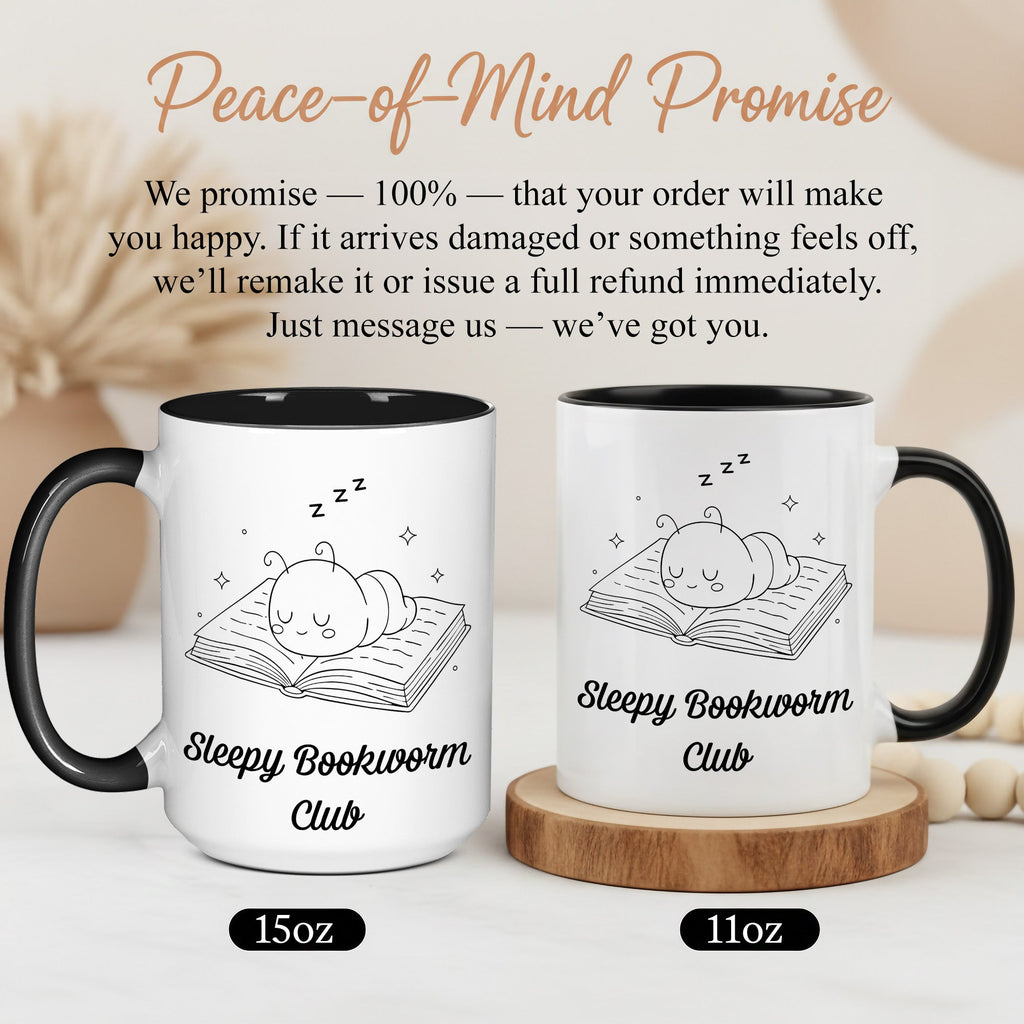 Sleepy Bookworm Club Mug – Cute Book Lover Coffee Cup – Cozy Reader Gift – Ringer Mug 11oz 15oz |mug 101