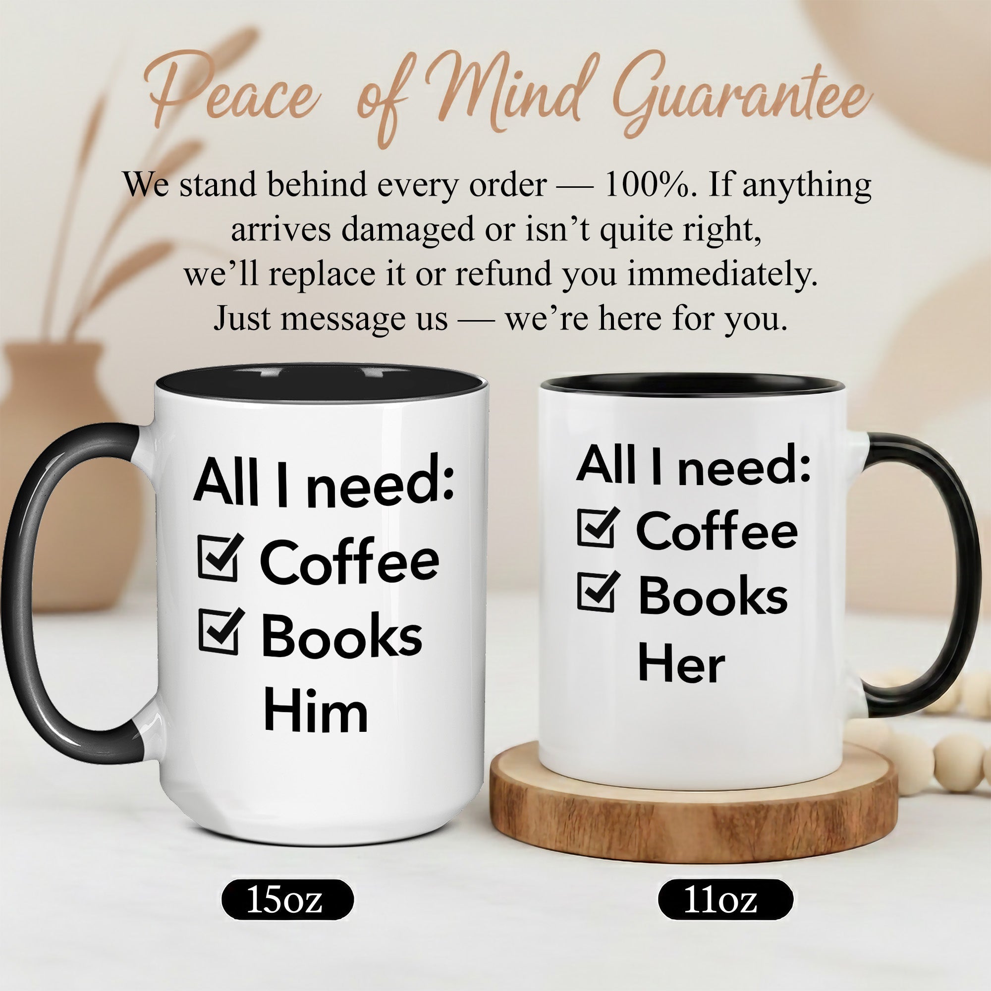 All I Need Coffee Books Him Mug – Romantic Book Lover Gift – Girlfriend Coffee Cup – 11oz 15oz Ringer Mug |Mug 144