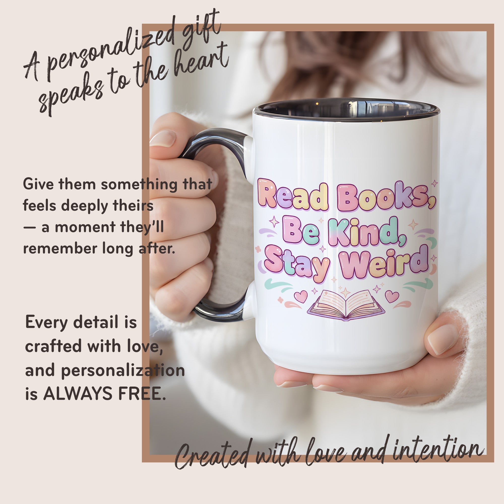 Read Books Be Kind Say Weird Mug - Cute Book Lover Coffee Cup - Pastel Aesthetic Reader Gift - Bookworm Mug for Women - 11oz 15oz | Mug 157