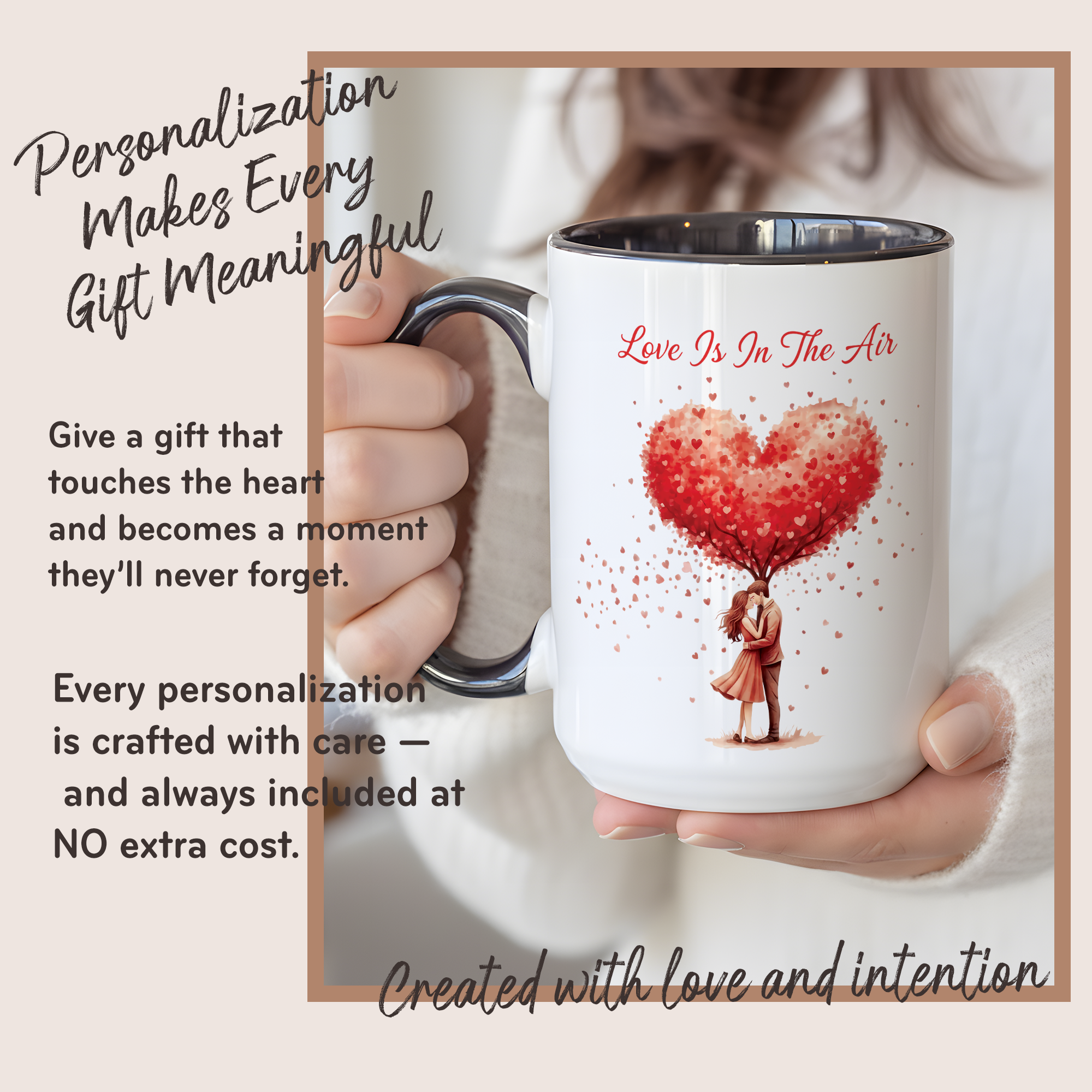 Love Is In The Air Mug – Romantic Heart Tree Coffee Cup – Couple Gift – Anniversary Mug – 11oz 15oz Ceramic Mug |Mug 136