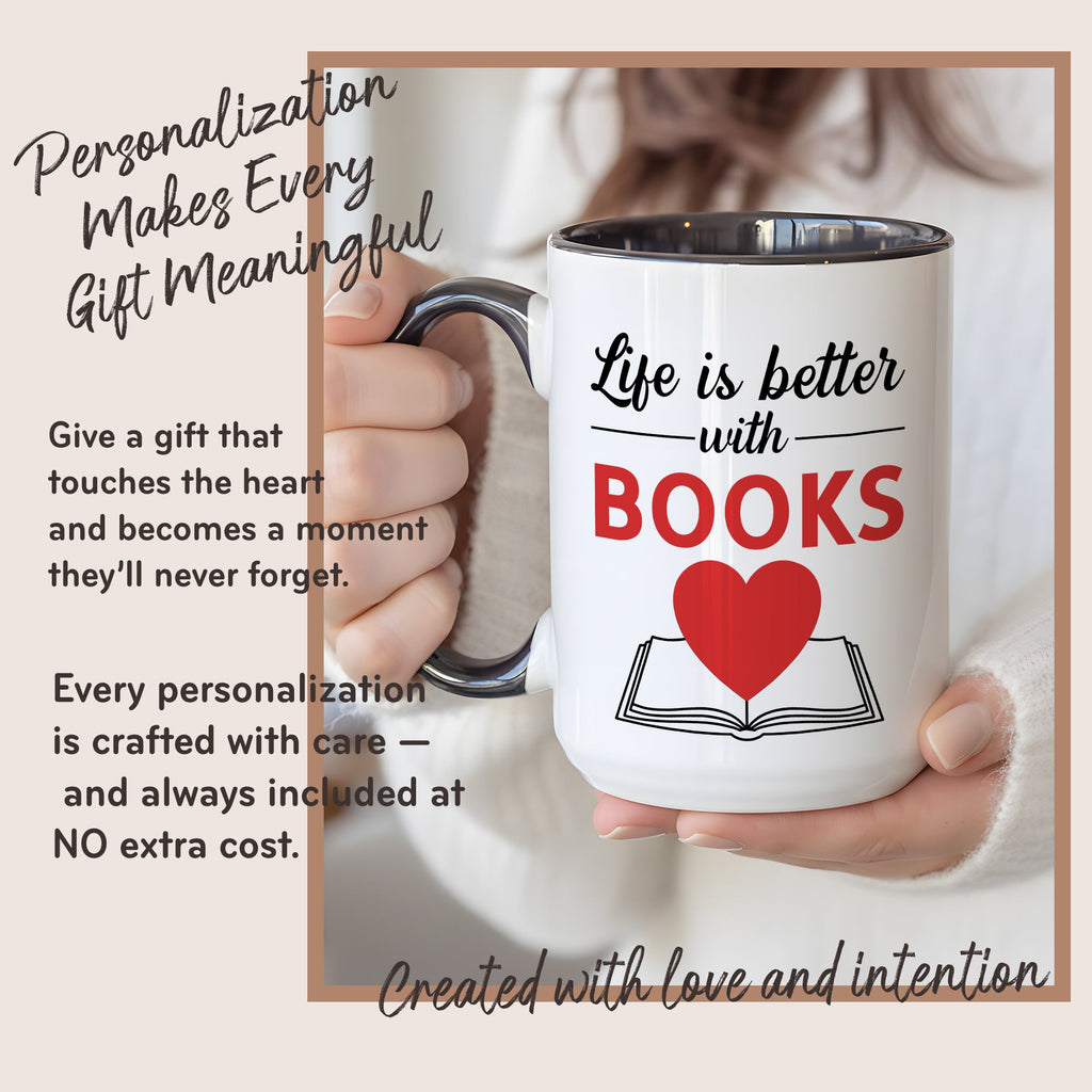 Life Is Better With Books Mug – Book Lover Coffee Cup – Reader Gift – Literary Coffee Mug 11oz 15oz Ringer | Mug 127