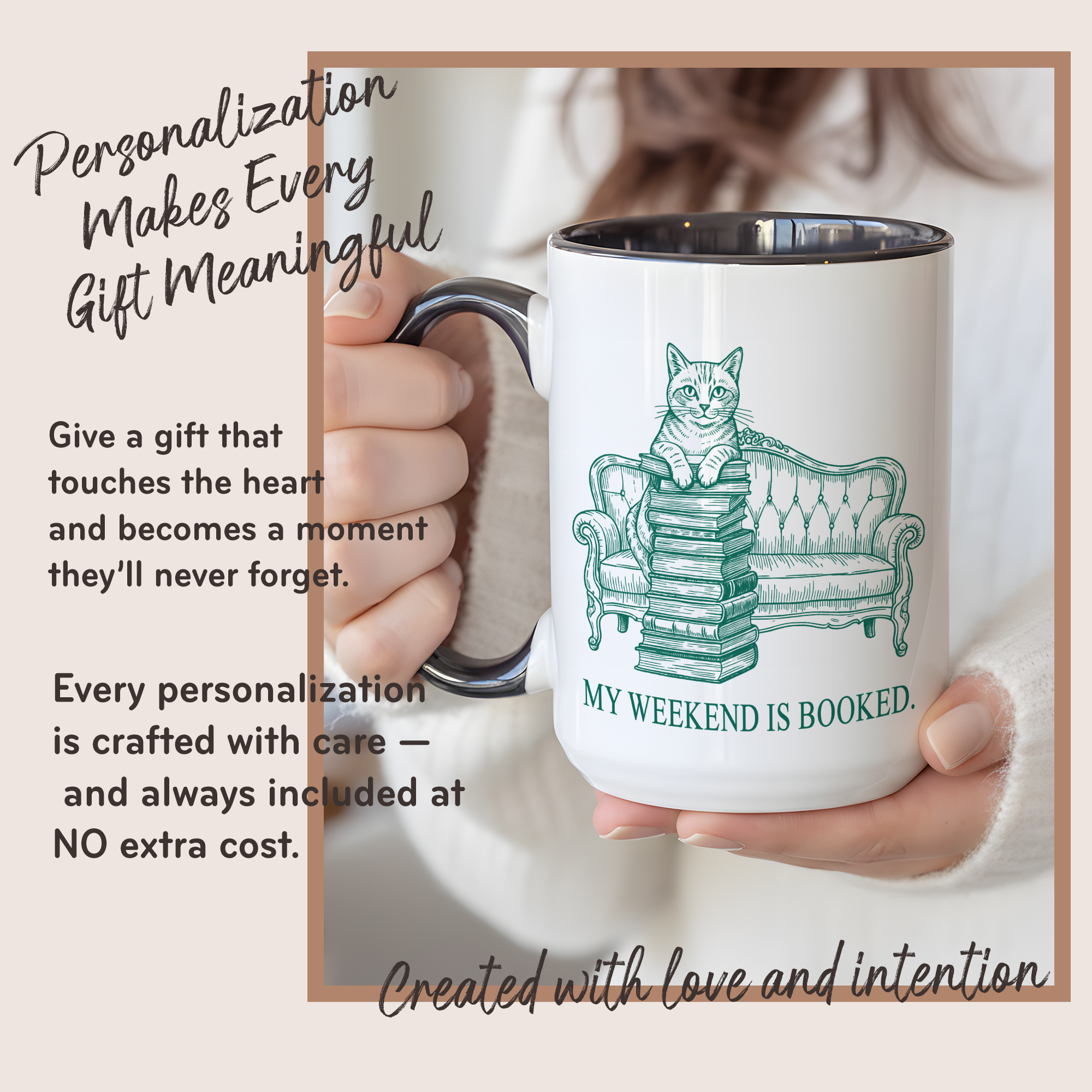 My Weekend Is Booked Mug – Cat Reading Coffee Cup – Book Lover Gift – Funny Introvert Mug – 11oz 15oz Ringer Mug |Mug 134