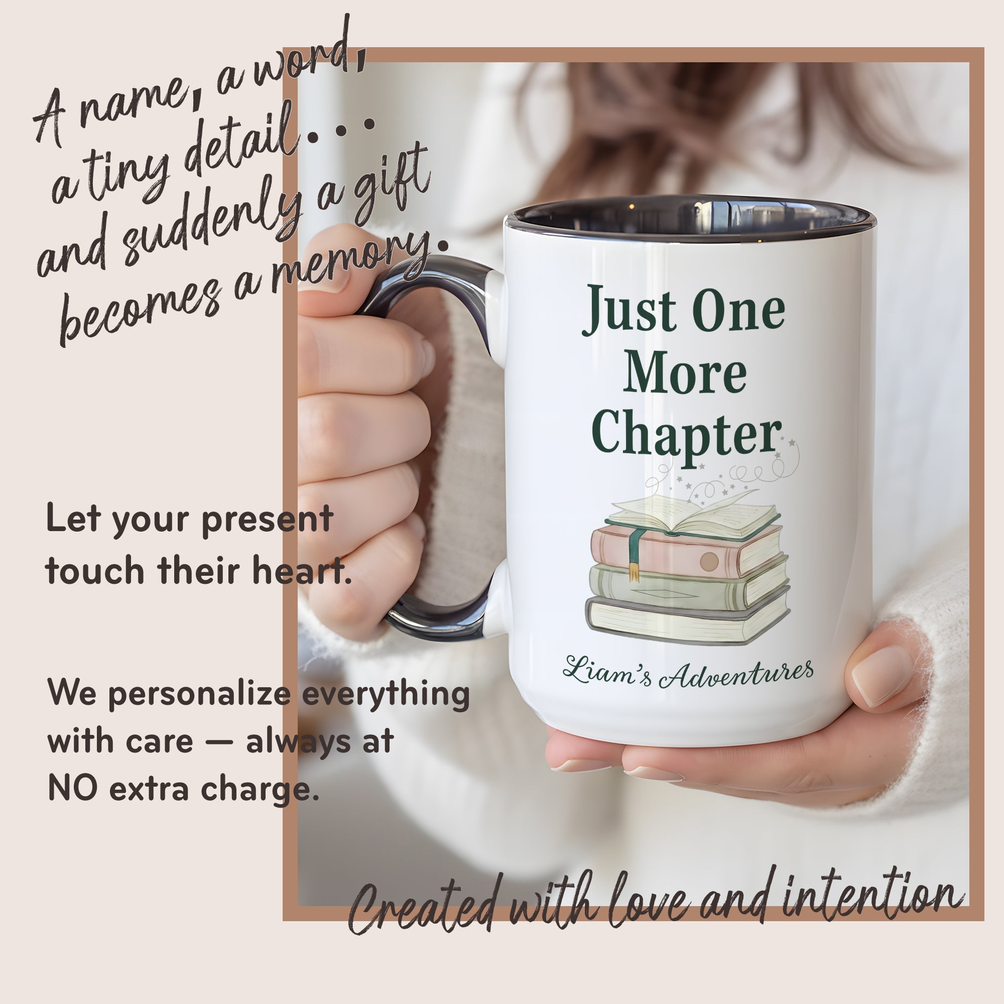Just One More Chapter Mug – Personalized Book Lover Coffee Cup – Custom Reader Gift – Multi Color Ringer Mug 11oz 15oz |Mug 109