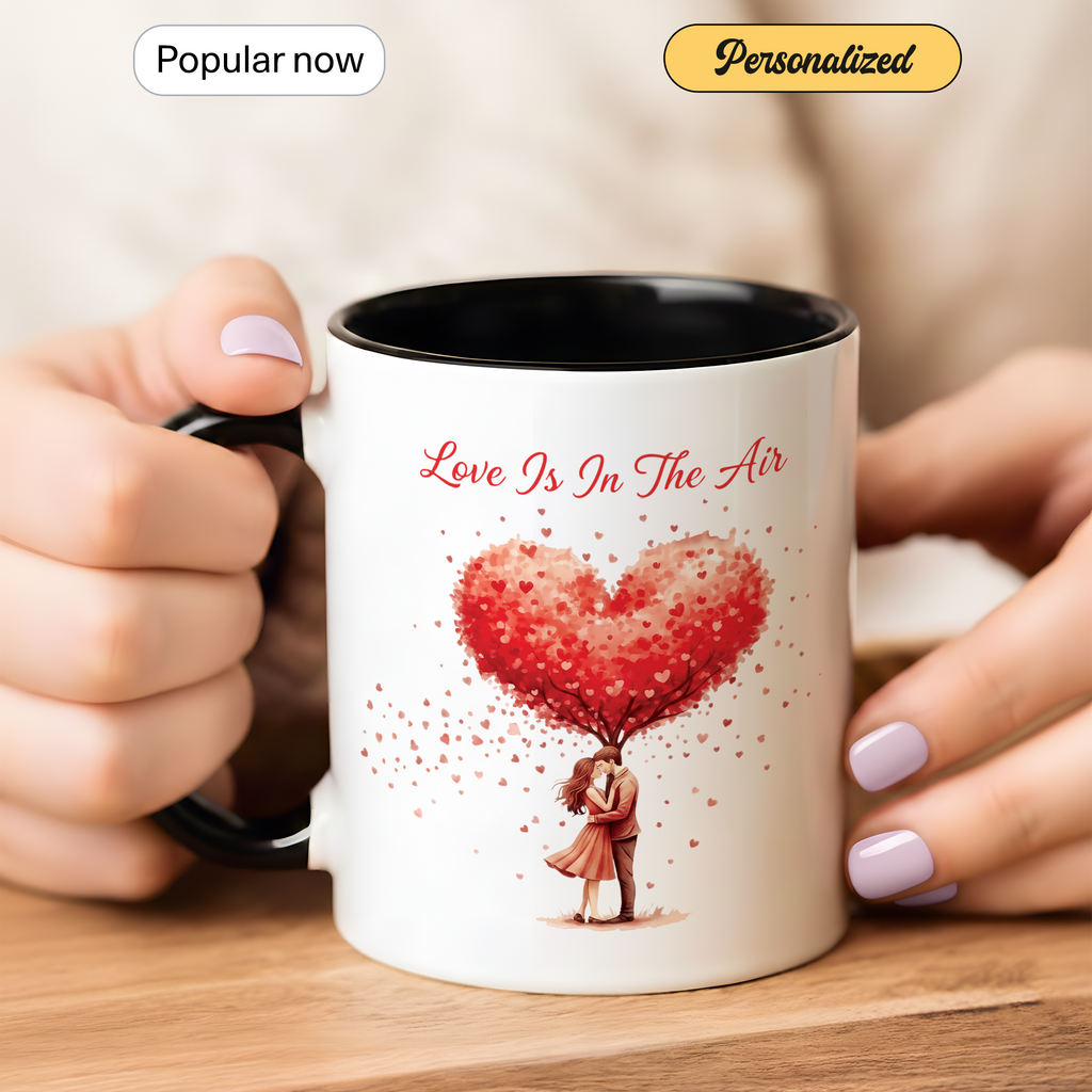 Love Is In The Air Mug – Romantic Heart Tree Coffee Cup – Couple Gift – Anniversary Mug – 11oz 15oz Ceramic Mug |Mug 136