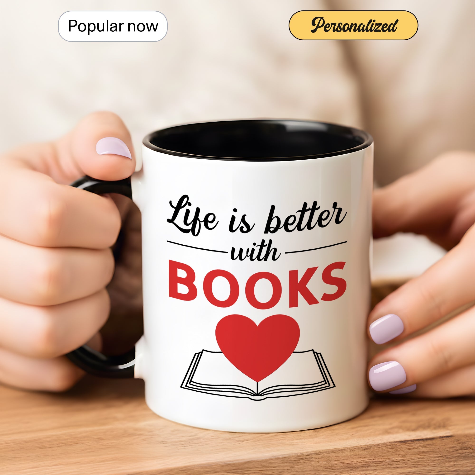 Life Is Better With Books Mug – Book Lover Coffee Cup – Reader Gift – Literary Coffee Mug 11oz 15oz Ringer | Mug 127