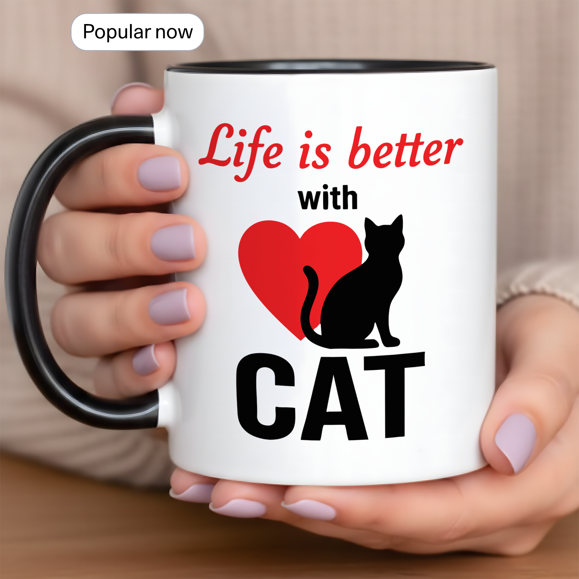 Life Is Better With Cats Mug – Cat Lover Coffee Cup – Cute Cat Mom Gift – 11oz 15oz Ringer Mug | Mug 129