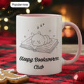 Sleepy Bookworm Club Mug – Cute Book Lover Coffee Cup – Cozy Reader Gift – Ringer Mug 11oz 15oz |mug 101