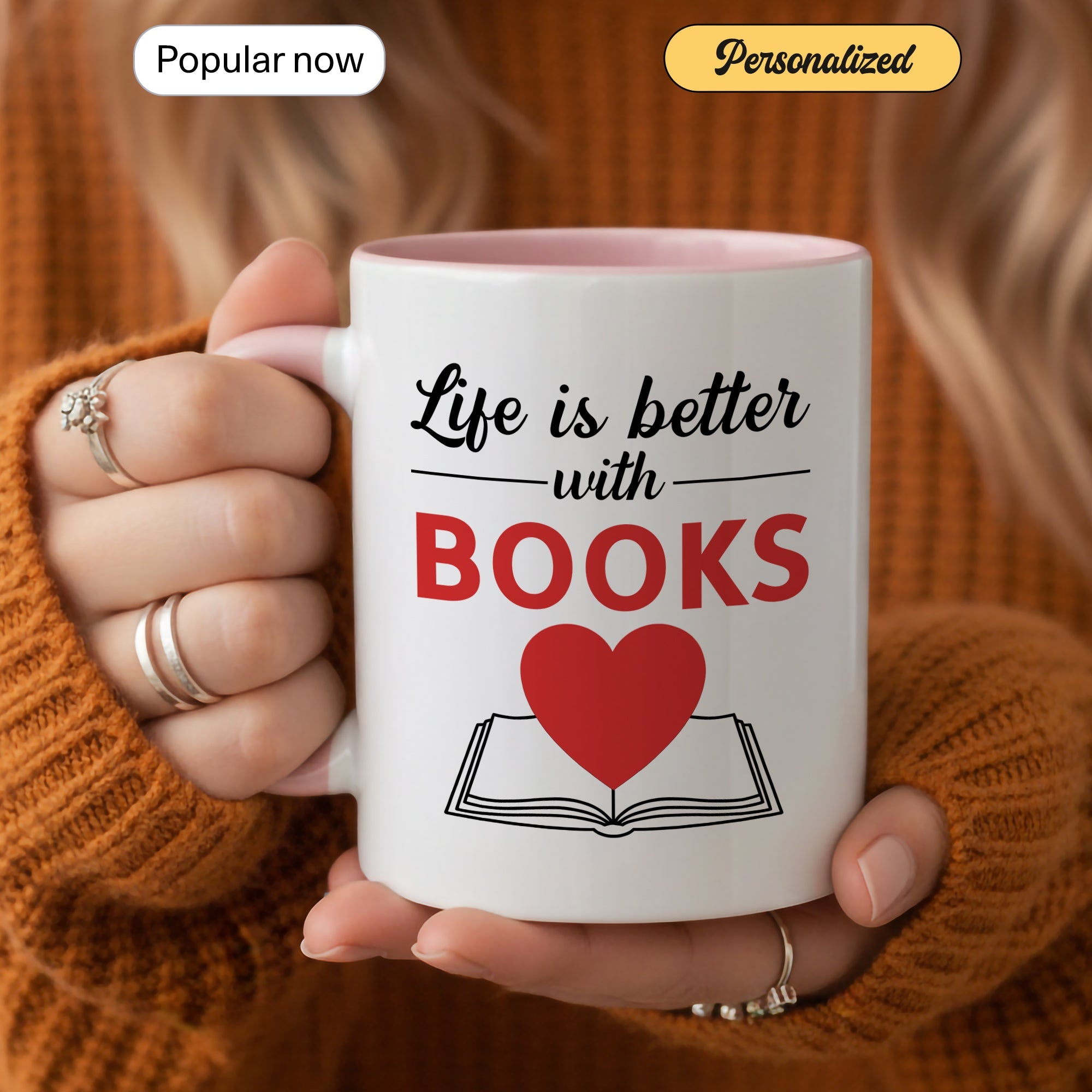 Life Is Better With Books Mug – Book Lover Coffee Cup – Reader Gift – Literary Coffee Mug 11oz 15oz Ringer | Mug 127