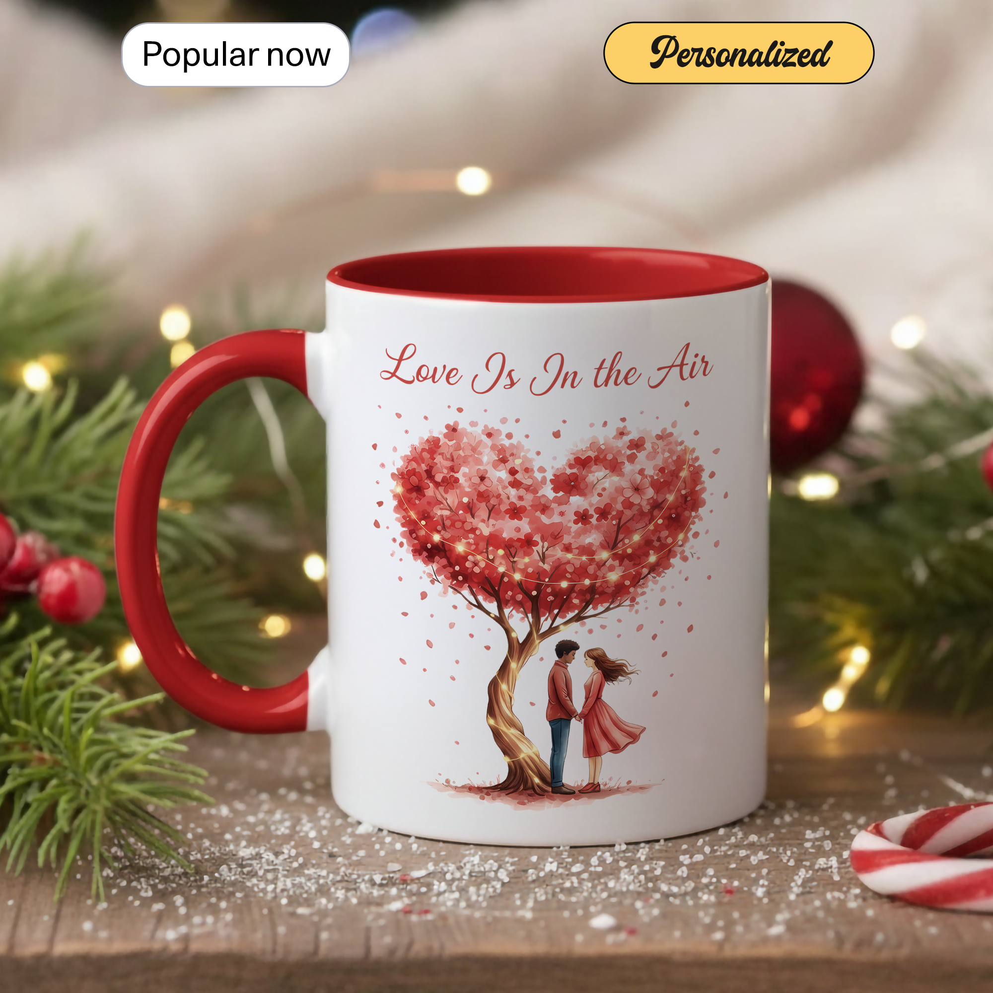 Love Is In The Air Mug – Romantic Couple Coffee Cup – Anniversary Gift for Her or Him – 11oz 15oz Ringer Mug |Mug 133