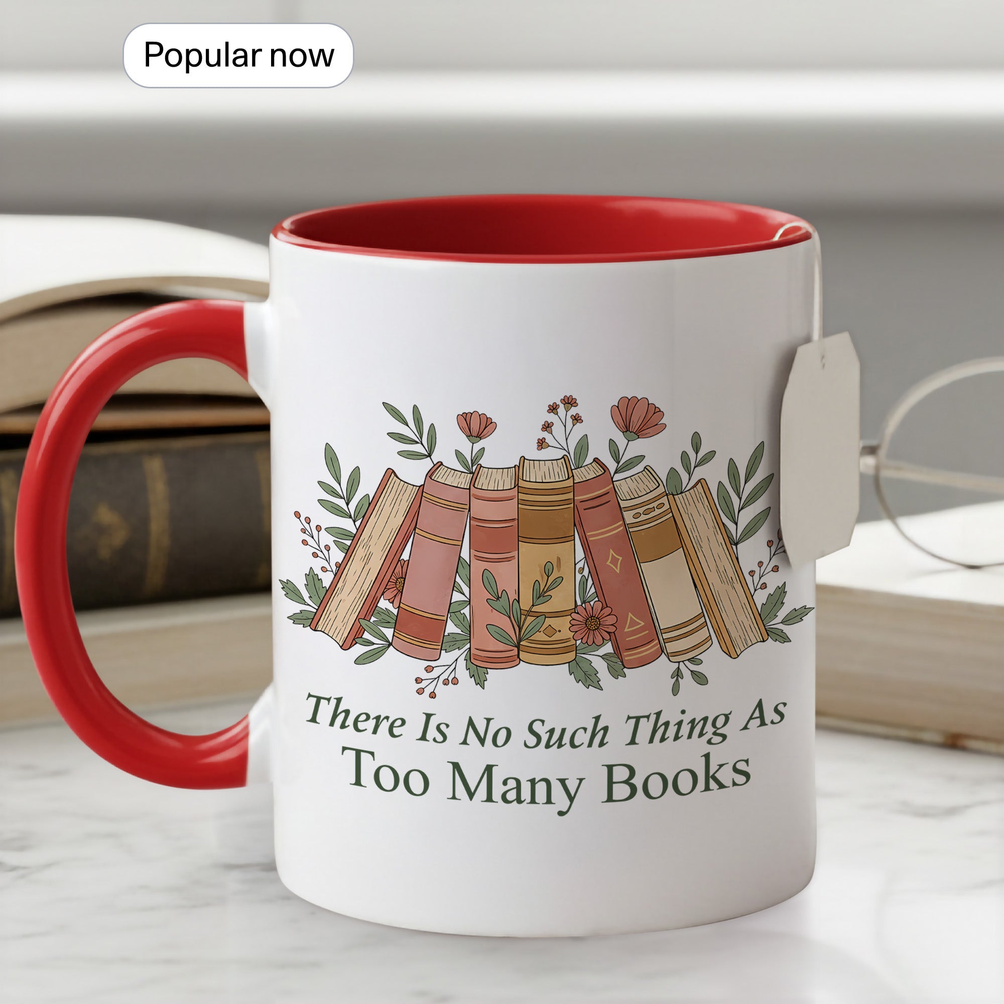 There Is No Such Thing As Too Many Books Mug – Aesthetic Book Lover Coffee Cup – Reader Gift – 11oz 15oz Ringer Mug |Mug 154