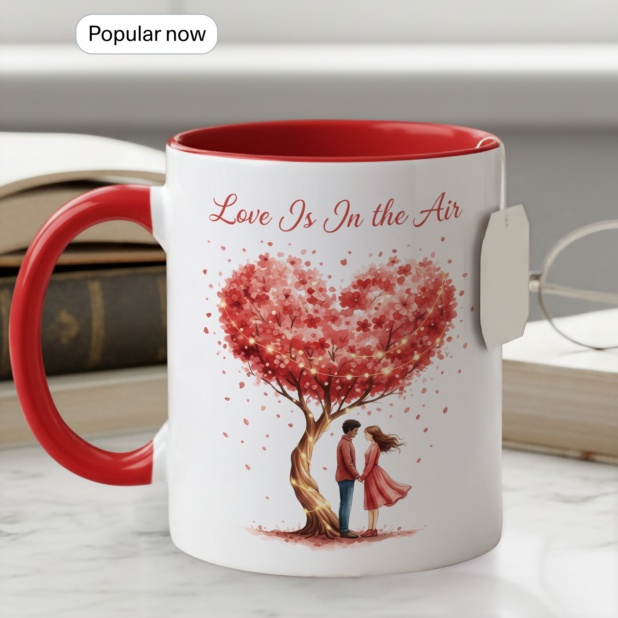 Love Is In The Air Mug – Romantic Couple Coffee Cup – Anniversary Gift for Her or Him – 11oz 15oz Ringer Mug |Mug 133