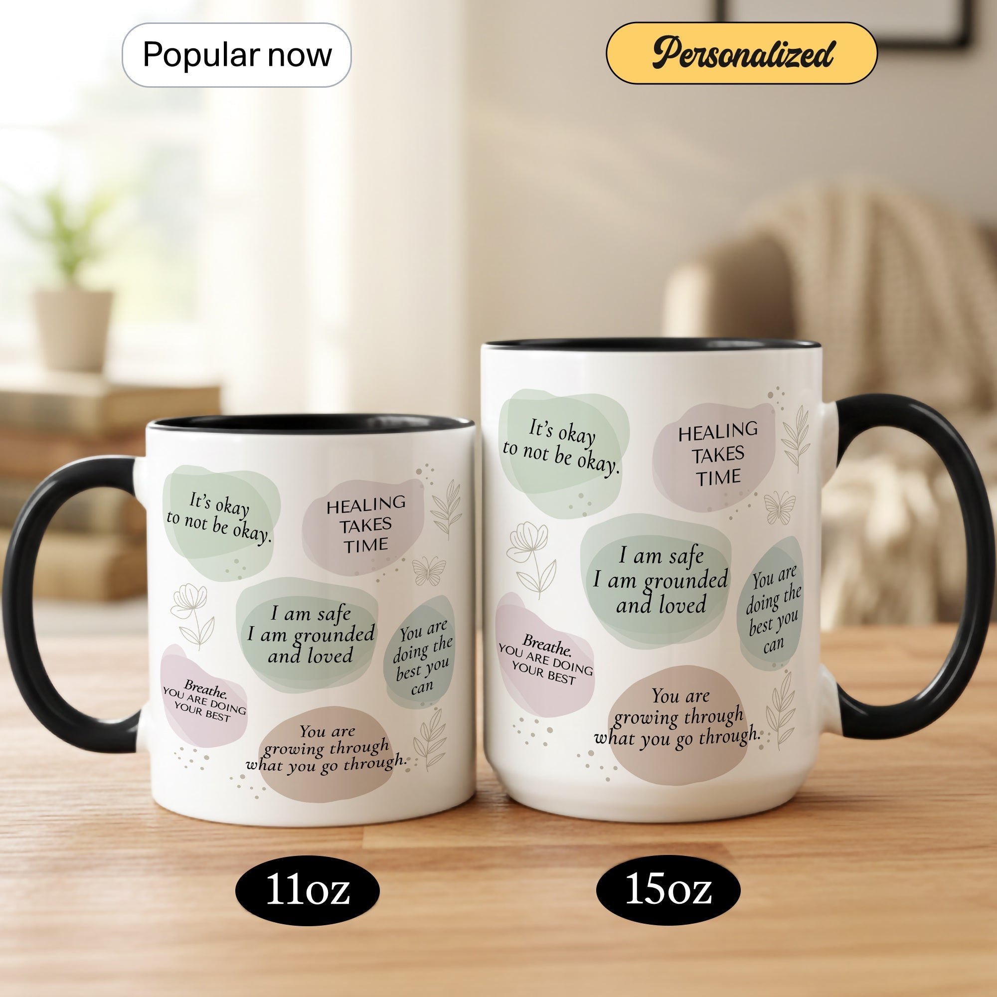 Healing Takes Time Mug – Self Love Affirmation Coffee Cup – Mental Health Encouragement Gift – Inspirational Ringer Mug 11oz 15oz |Mug 106