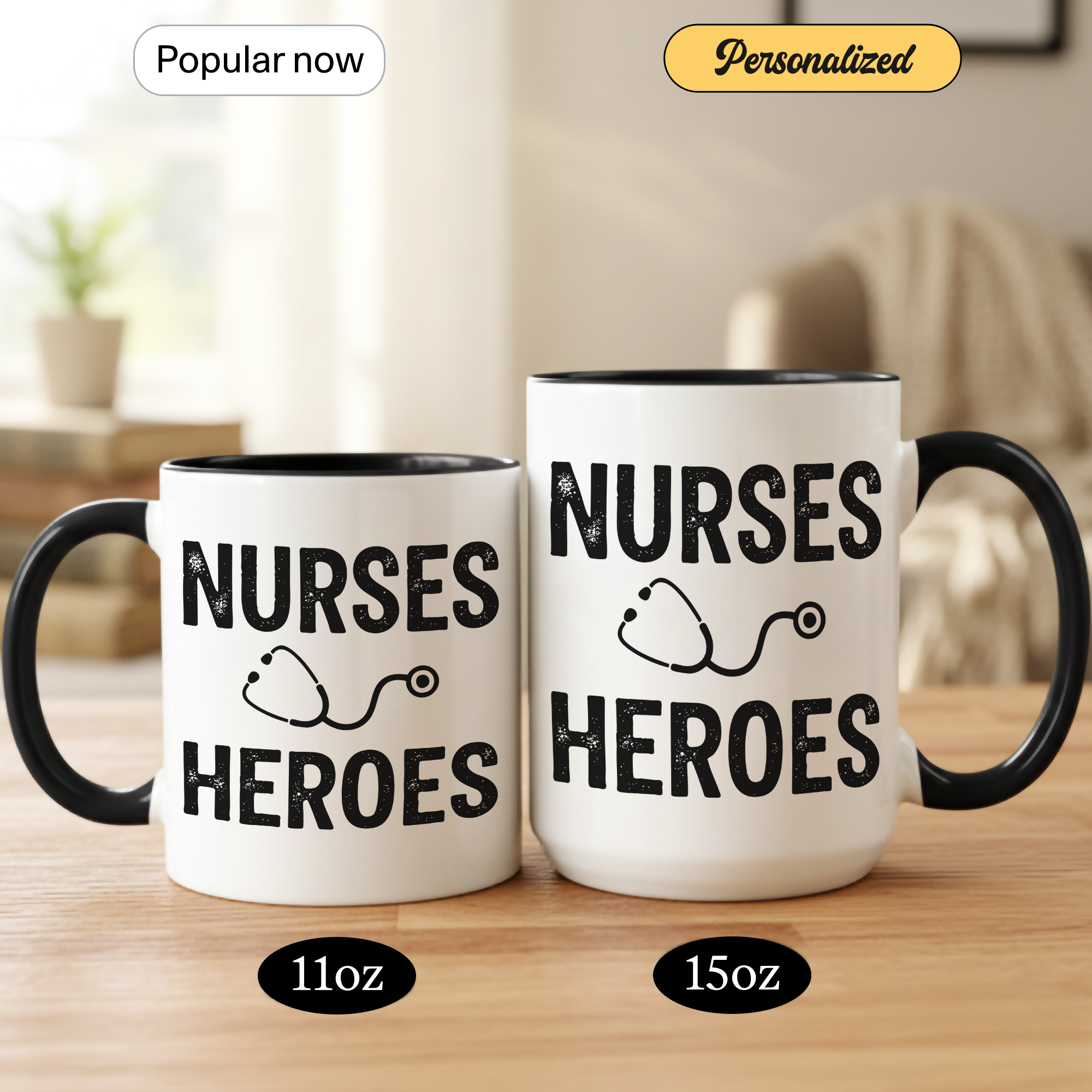 Nurses Are Heroes Mug – Nurse Appreciation Gift – Healthcare Worker Coffee Cup – RN Graduation Gift – 11oz 15oz Ringer Mug |Mug 126