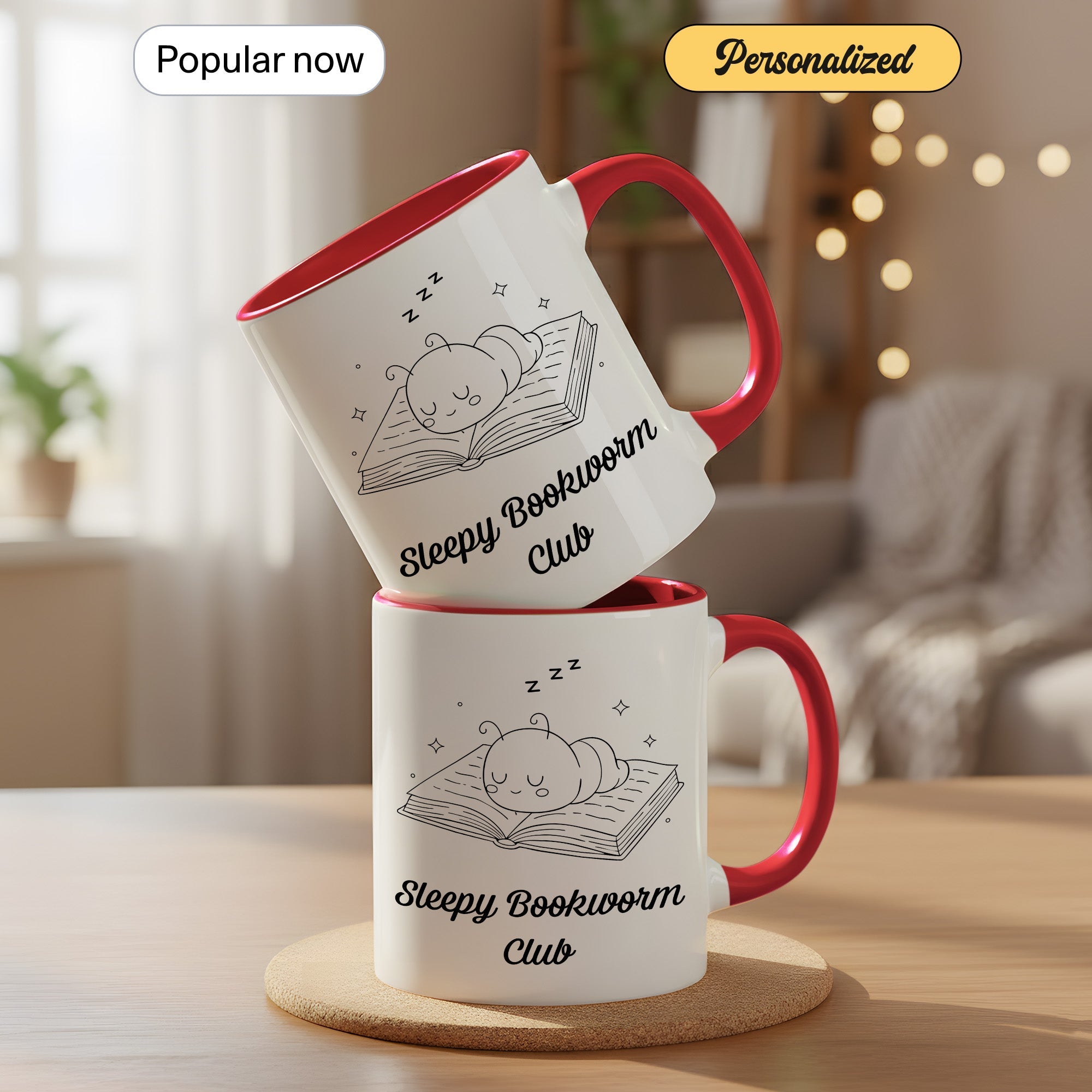 Sleepy Bookworm Club Mug – Cute Book Lover Coffee Cup – Cozy Reader Gift – Ringer Mug 11oz 15oz |mug 101