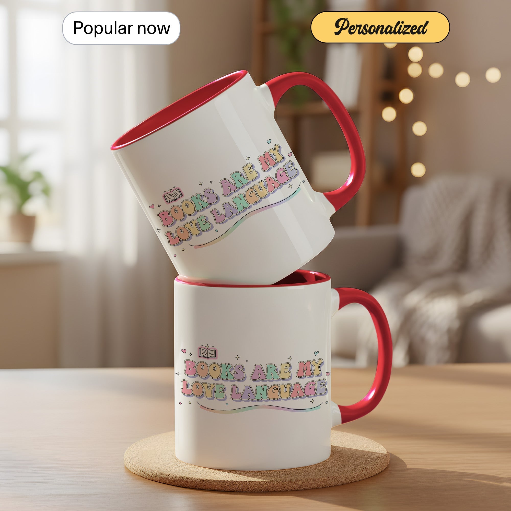 Books Are My Love Language Mug - Cute Book Lover Coffee Cup - Pastel Aesthetic Reader Gift - Bookworm Mug for Women - 11oz 15oz | Mug 158