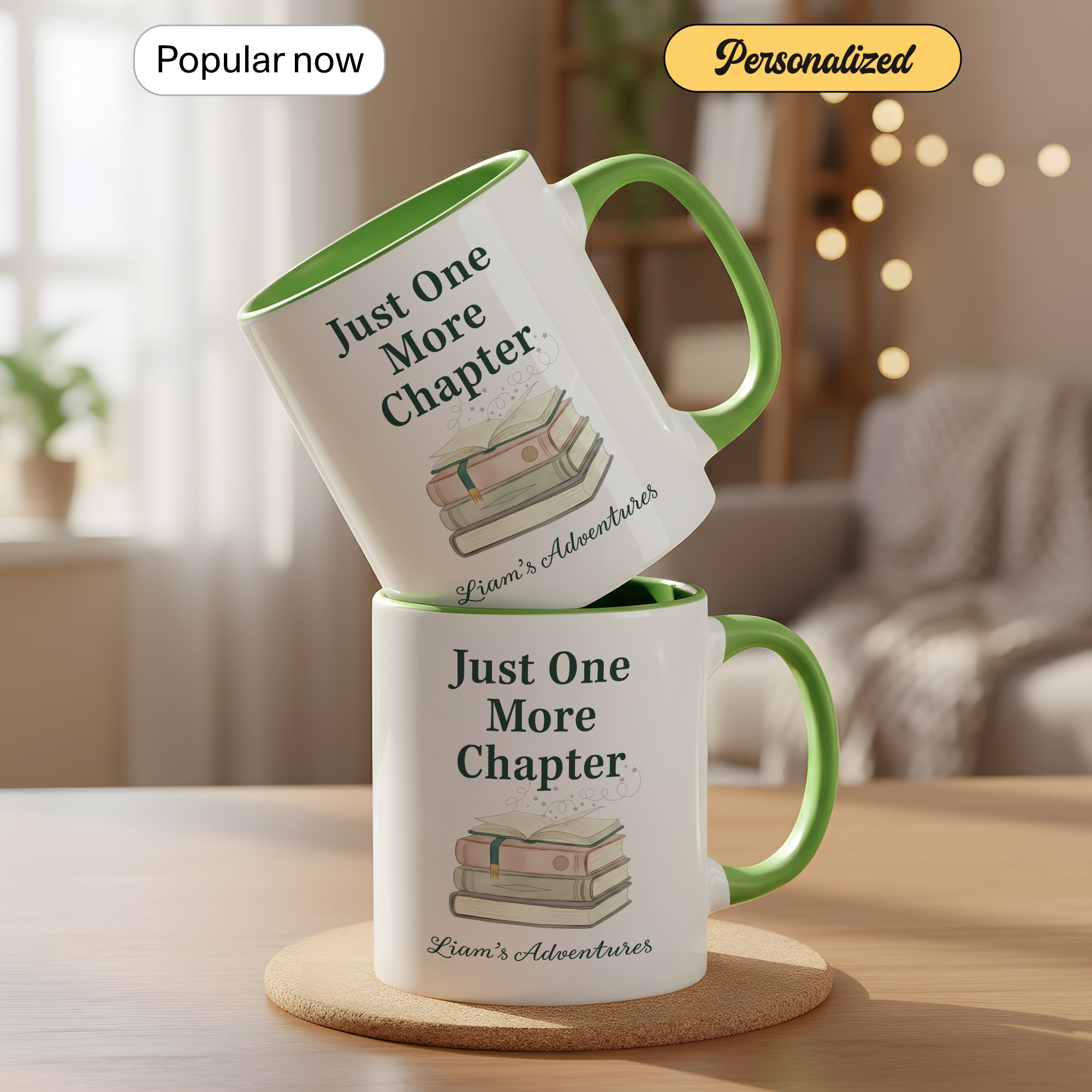 Just One More Chapter Mug – Personalized Book Lover Coffee Cup – Custom Reader Gift – Multi Color Ringer Mug 11oz 15oz |Mug 109