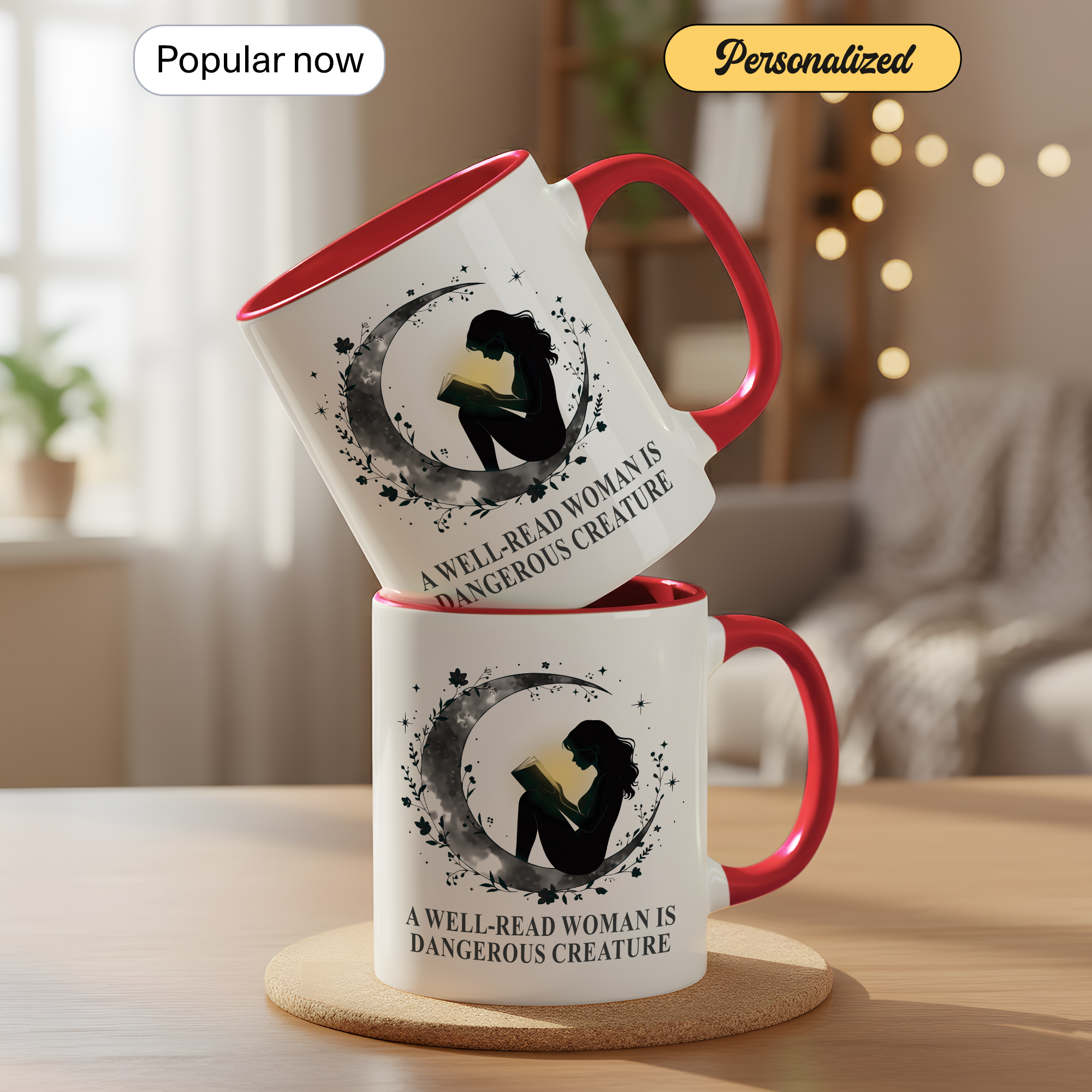 A Well Read Woman Is Dangerous Creature Mug – Feminist Book Lover Gift – Empowered Reader Coffee Cup – 11oz 15oz Ringer Mug | Mug 118