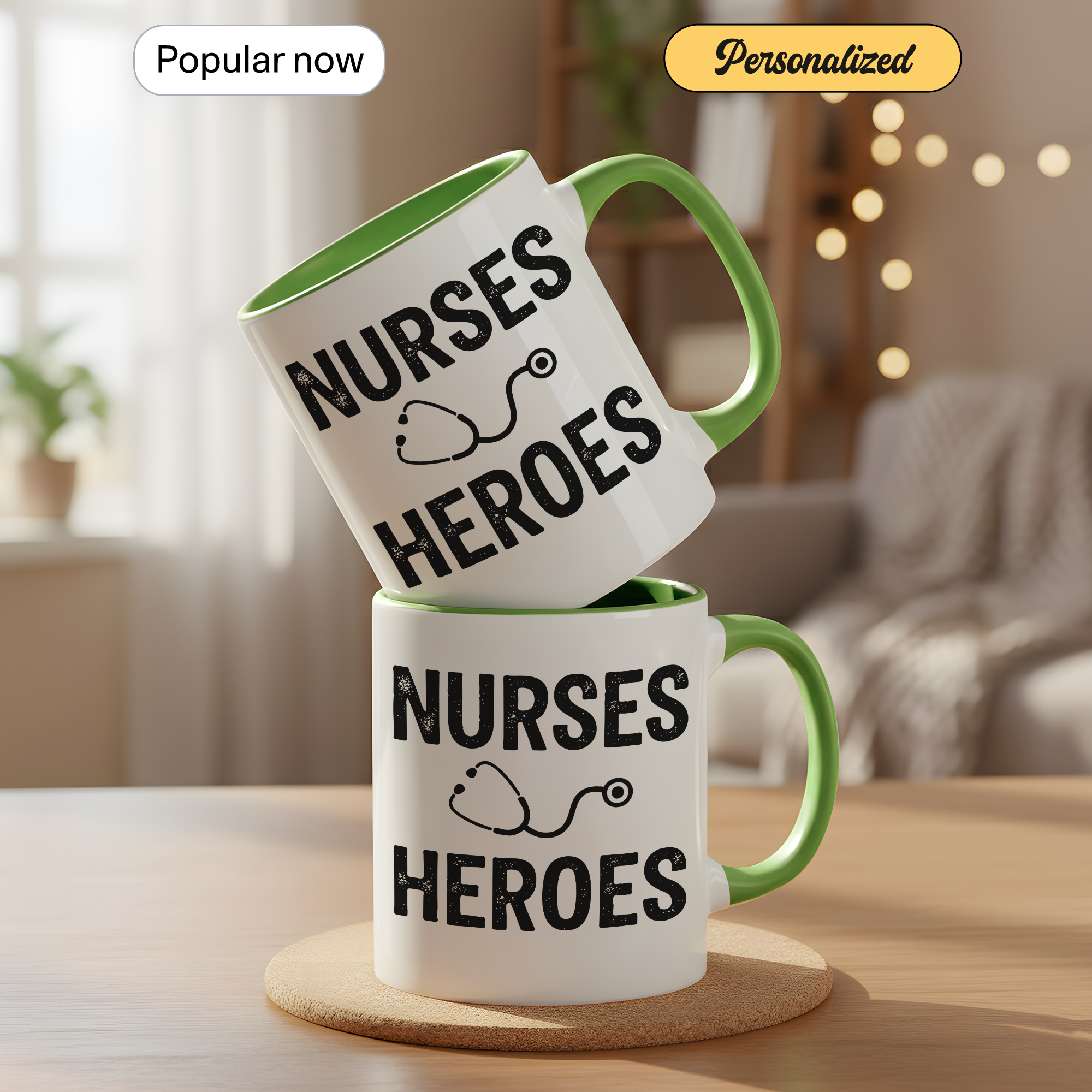 Nurses Are Heroes Mug – Nurse Appreciation Gift – Healthcare Worker Coffee Cup – RN Graduation Gift – 11oz 15oz Ringer Mug |Mug 126