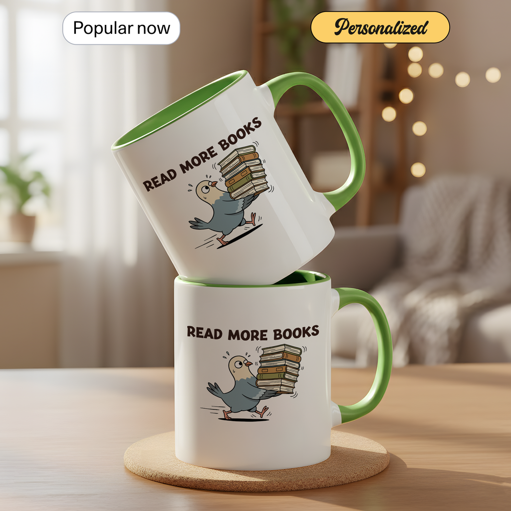 Read More Books Mug – Book Lover Coffee Cup – Reader Gift – Books and Coffee Ringer Mug |Mug 97