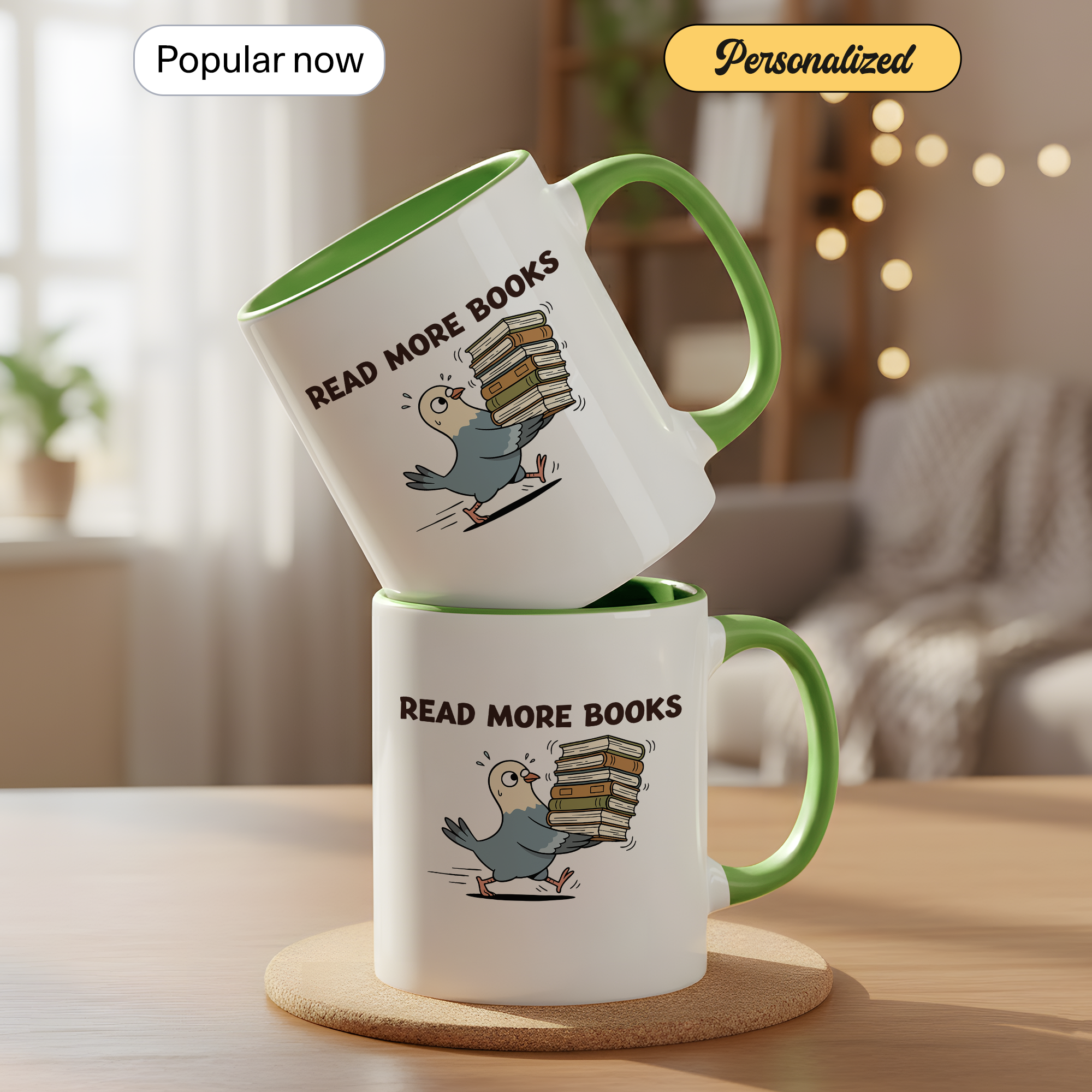 Read More Books Mug – Book Lover Coffee Cup – Reader Gift – Books and Coffee Ringer Mug |Mug 97