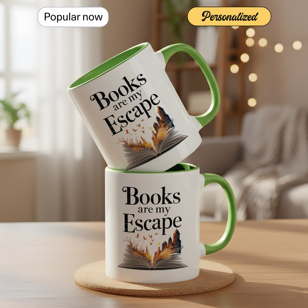Books Are My Escape Mug – Book Lover Coffee Cup – Cozy Reading Gift – Fall Aesthetic Mug – 11oz 15oz Ringer Mug | Mug 137