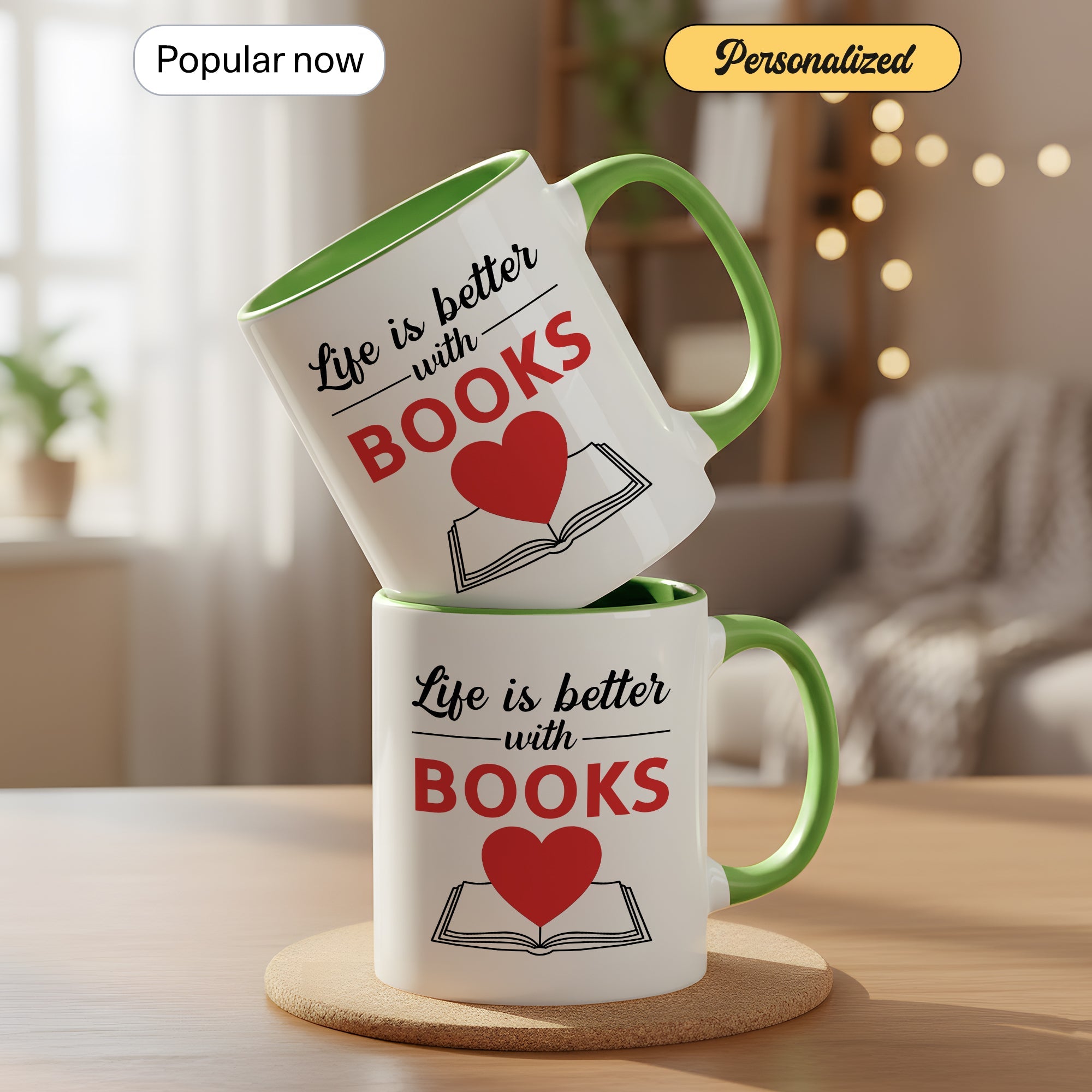 Life Is Better With Books Mug – Book Lover Coffee Cup – Reader Gift – Literary Coffee Mug 11oz 15oz Ringer | Mug 127