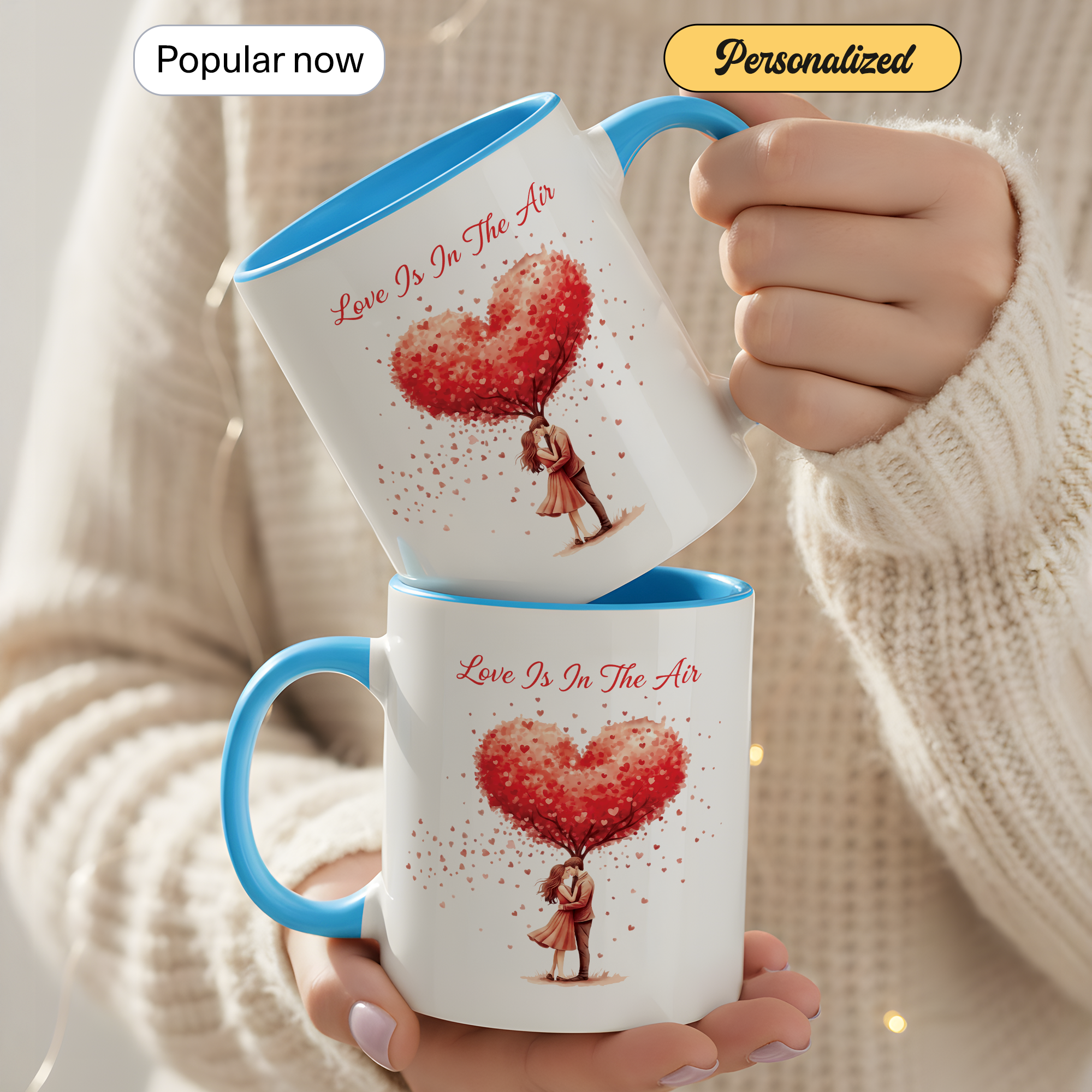Love Is In The Air Mug – Romantic Heart Tree Coffee Cup – Couple Gift – Anniversary Mug – 11oz 15oz Ceramic Mug |Mug 136
