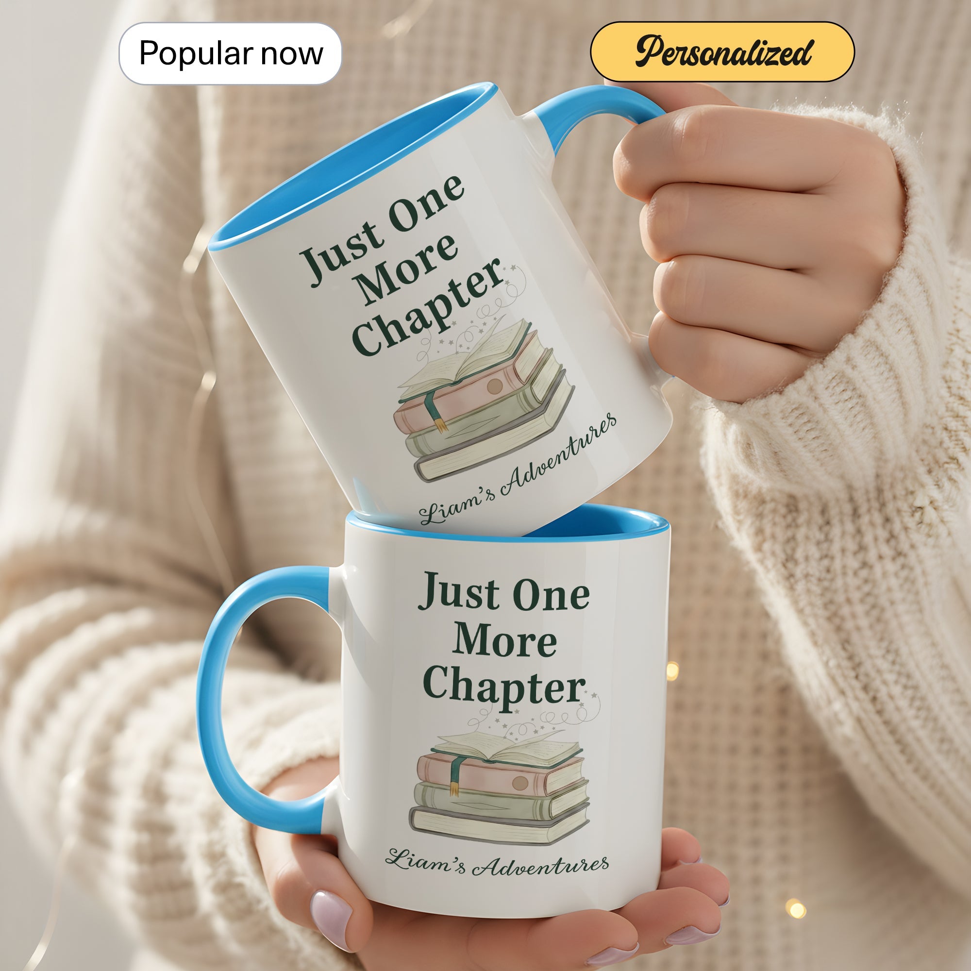 Just One More Chapter Mug – Personalized Book Lover Coffee Cup – Custom Reader Gift – Multi Color Ringer Mug 11oz 15oz |Mug 109