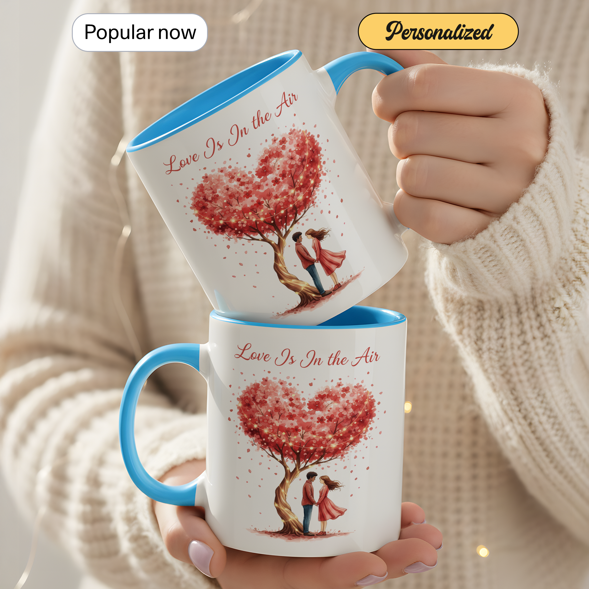 Love Is In The Air Mug – Romantic Couple Coffee Cup – Anniversary Gift for Her or Him – 11oz 15oz Ringer Mug |Mug 133
