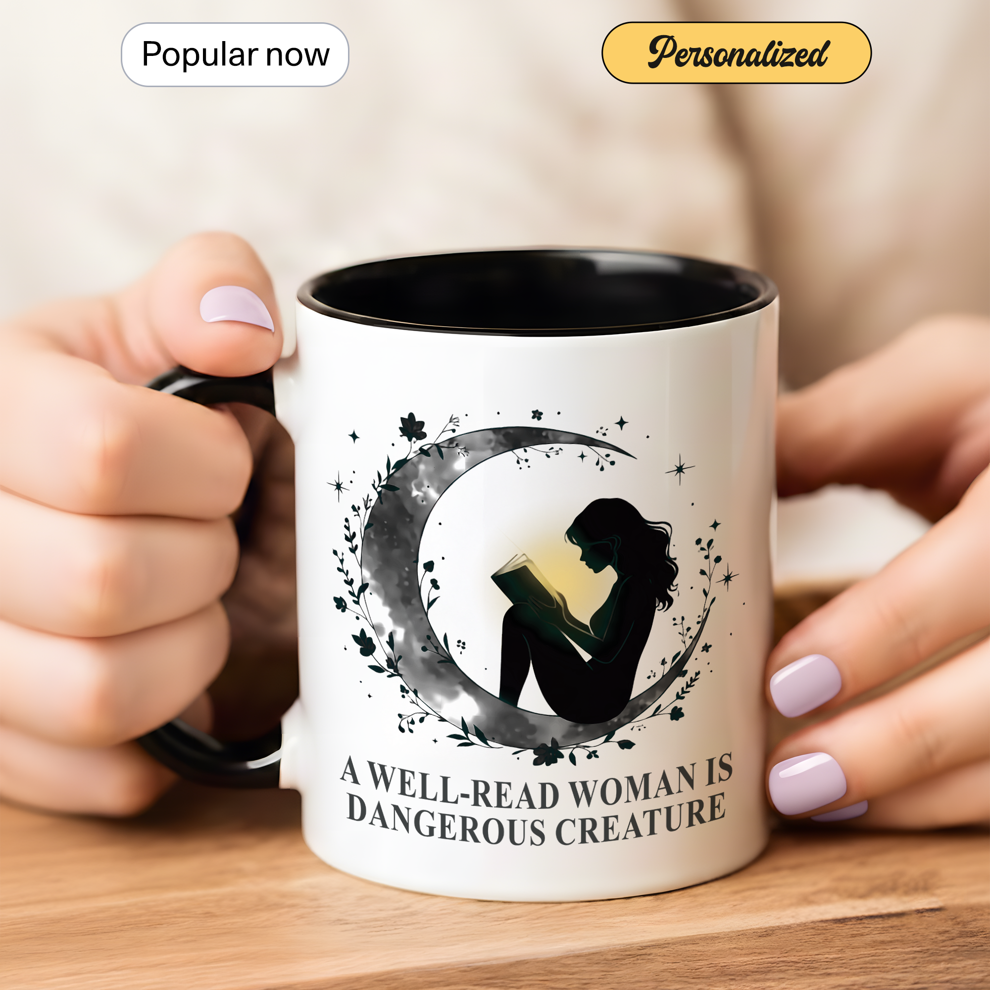 A Well Read Woman Is Dangerous Creature Mug – Feminist Book Lover Gift – Empowered Reader Coffee Cup – 11oz 15oz Ringer Mug | Mug 118